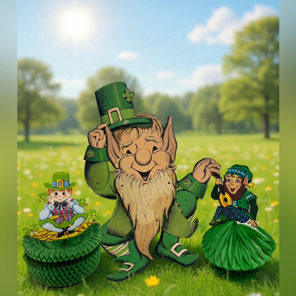 3 Vintage 1970’s “Beistle Brand” Lucky Leprechaun Decor!